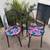 Pair of Metal Patio  Chairs with Round Tropical Floral Cushions 1 thumbnail