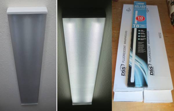 LOT OF 4 NEW DSS W232 4FT LIGHT FIXTURES W/LED BULBS 1