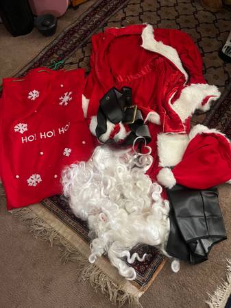 Santa Claus Costume Complete - ADULT Boots, Beard, Hair 1