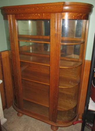 Classical Revival Chippendale style curved glass Curio 1