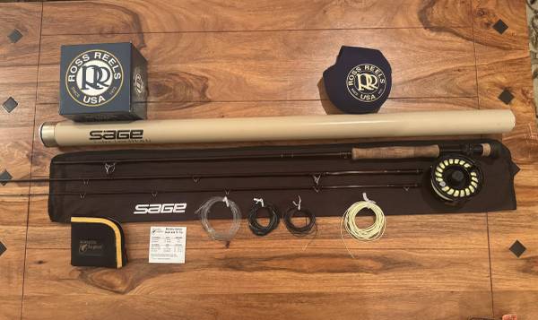 Sage RPLX 1090-3 & Ross Canyon Big Game 5 Reel, line, tube 1