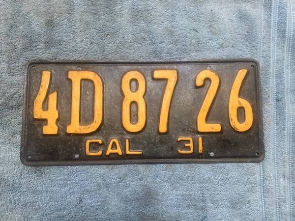 1931 California License Plate 1