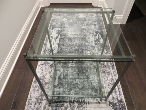 Crate and Barrel Glass and Iron End Table 1