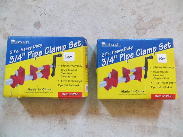 PITTSBURGH 3/4" PIPE CLAMP SET - NEW 1
