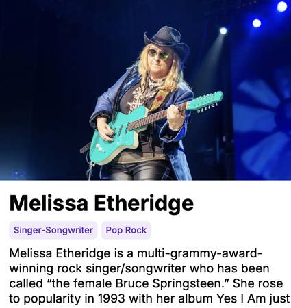 MELISSA ETHERIDGE + INDIGO GIRLS Concert Tickets (2) 1
