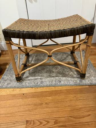 Gabriella White "Gabby" Brian Two-Tone Rattan Accent Stool 1