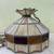 Vintage Tiffany Style Hanging Lamp Shade w/ Bulb Stained Glass Brown 4 thumbnail