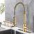 HIOKAY Single Handle Kitchen Sink Faucet with Pull Out faucet 6 thumbnail