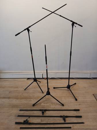 3 Microphone Stands and Extra Booms 1