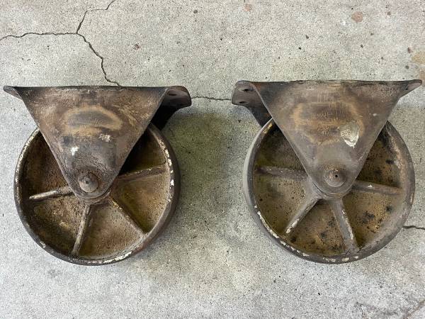 Antique steel wheels 8 inch pair 1940’s vintage antique USA Oct 20 1