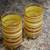 2 retro MCM striped yellow juice glasses 6 thumbnail