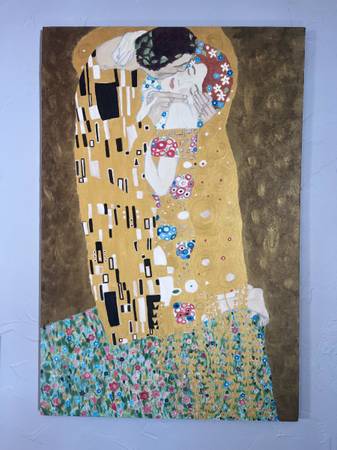Gustav Klimt The Kiss, hand painted replica, oil acrylic metallic 1