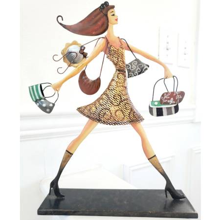 Escultura de decoración artística en metal Mujer de compras - $40 (Auburn)63471460962433120