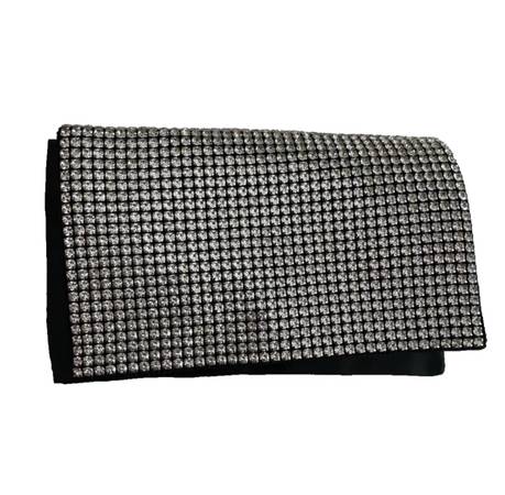 Black Satin & Crystal Clutch Purse, Small Formal Evening Bag, Amber Sceats 1