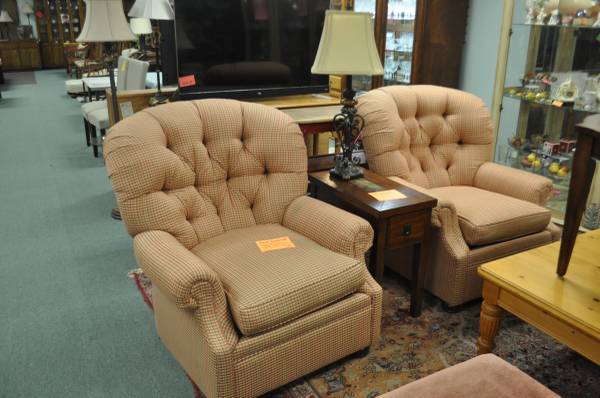 Pair of Custom Made Plaid Side Chairs Made in USA & More! 1