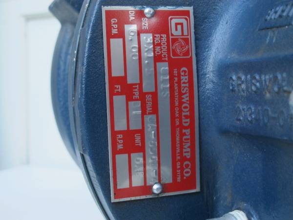 Griswold 811S Centrifugal SS Pump 3" x 1.5" - Make Me an Offer - $1 (Mill Creek)63470982479875122