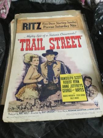 Randolph Scott "Trail Street" 14"x22" original movie poster 1