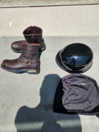 Hwy 21 German Style Helment & Harley Cromwell Boots 1