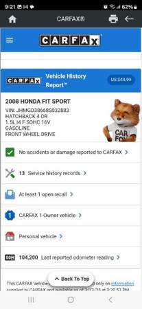 2008 Honda Fit With Only 104K Miles . ( Clean Title + 1 OWNER ) - $7,49963439478513923122