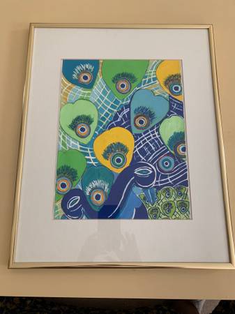 PEACOCK EXOTIC COLORFUL ABSTRACT/CONTEMPORARY HAND PAINTED WALL ART 1