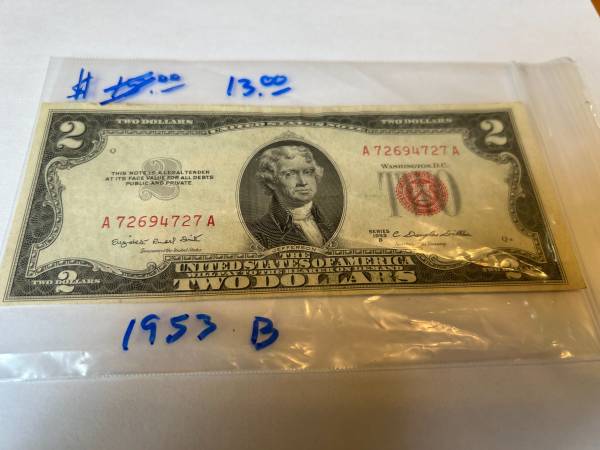 1953 $2 Red Seal B Series bank note 1
