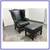 Vintage Chippendale Style Black Leather Arm Chair + Ottoman, Set 4 thumbnail