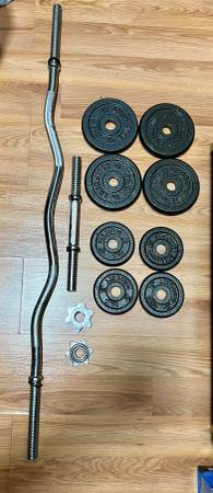 Everlast Curl Bar, Dumbell, weight plates - Great condition 1