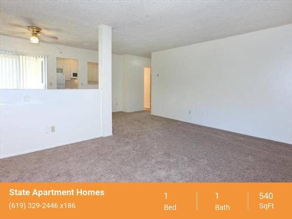 $1,858 / 1br - 540ft2 - Portabicicletas, Alfombrado, Listo para cable, Termostato electrónico (San Diego)63657343154691124