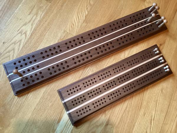 Handcrafted Solid Walnut/Maple Cribbage Boards, $50 Each 1