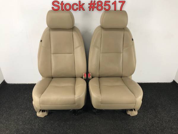 2010 11 Chevy Tahoe Tan Heated Cooled Leather Bucket Front Seats Seat 1
