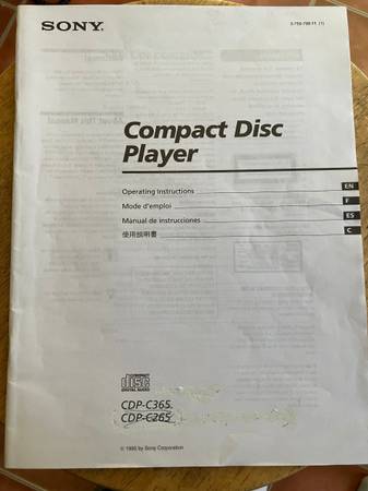 SONY Compact Disc Player Manual 1