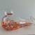 Pretty Art Glass Bird Clear White Orange Spatter 6”’ long 7 thumbnail