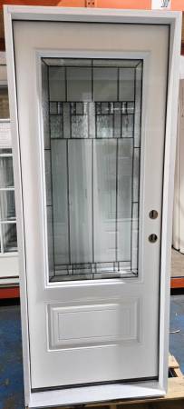New 32" 3/4 Deco Glass LH Inswing Fiberglass Exterior Entry Door 1