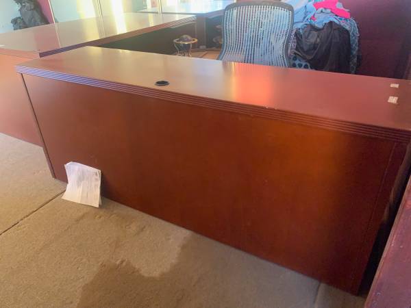 Desk, Credenza , two file cabinets, five office chairs 1