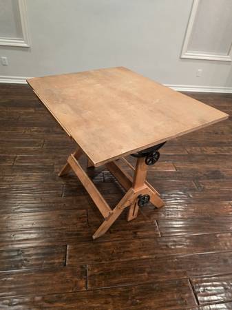 Antique adjustable drafting table (iron & wood) 1
