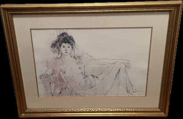 Large Susan Sahall Framed Offset Lithograph Titled "Deborah" - 30"x23" 1