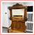 Antique Oak Hall Tree/entry Bench 12 thumbnail