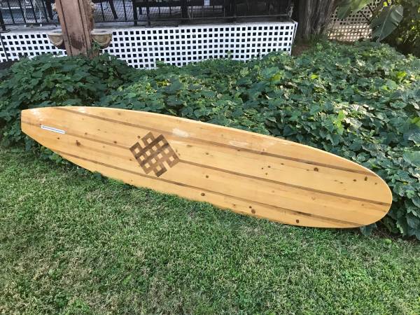 Beautiful 10'0" Wood Surfboard with Beautiful Inlay Pattern Longboard 1