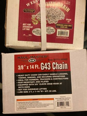 3/8 g43 5400# tow binder tie down chain 1