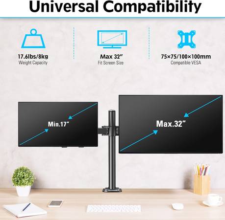 Dual Monitor Desk Mount - Max 32 Inch Fully Adjustable - $1263436958191619122