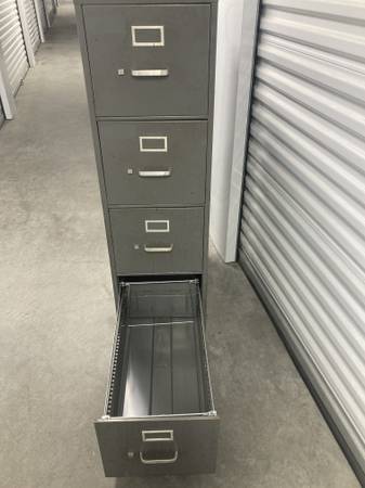 File cabinet,4 drawer letter,deep,grey metal,ez open,heavy duty. 1