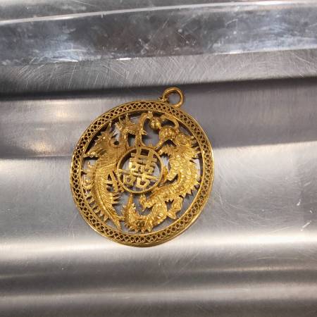 24k Large gold phoenix/dragon pendant 1
