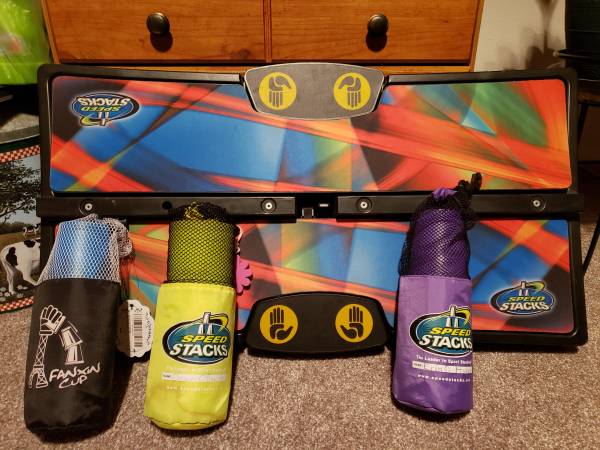 Cup stacker challange board and three sets cups 1