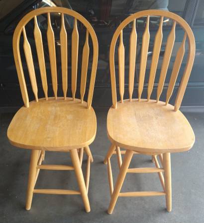 Oak Bar Stools, 2 1