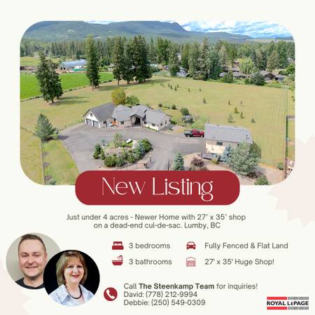 384 Kyro Rd, Lumby BC - 3 beds, 3 baths, 2,707 sf - 4 Acres Flat Land! 1