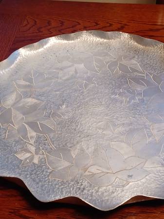 (Marked To Go ✈️ $40 Each) Vintage Platters 🌟Glass🌟Etched Aluminum 1