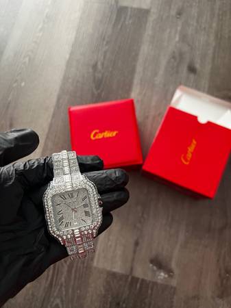 Diamond Flooded Cartier Watch 1
