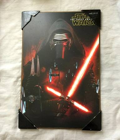 STAR WARS THE FORCE AWAKENS DISNEY ORIGINAL POSTER ON WOODEN FRAME - N 1