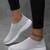 Women's Slip-On Light And Comfortable Grey Flat Shoes, Breathable Knitted Casual 3 thumbnail