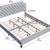 New in Box Full Linen Upholstered Bed Frame with Headboard, Grey 4 thumbnail